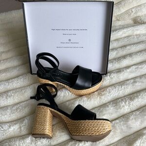 Marc Fisher Black and Tan Platform Sandals